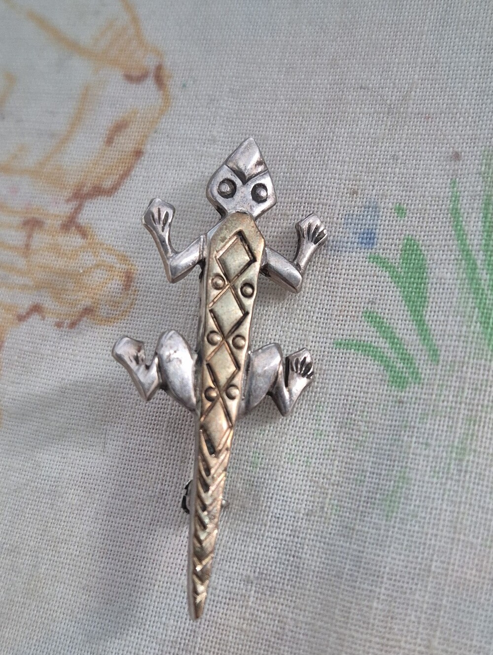 ​🦎 Vintage Signed Vermeil Sterling Lizard Pendant / Brooch Combo